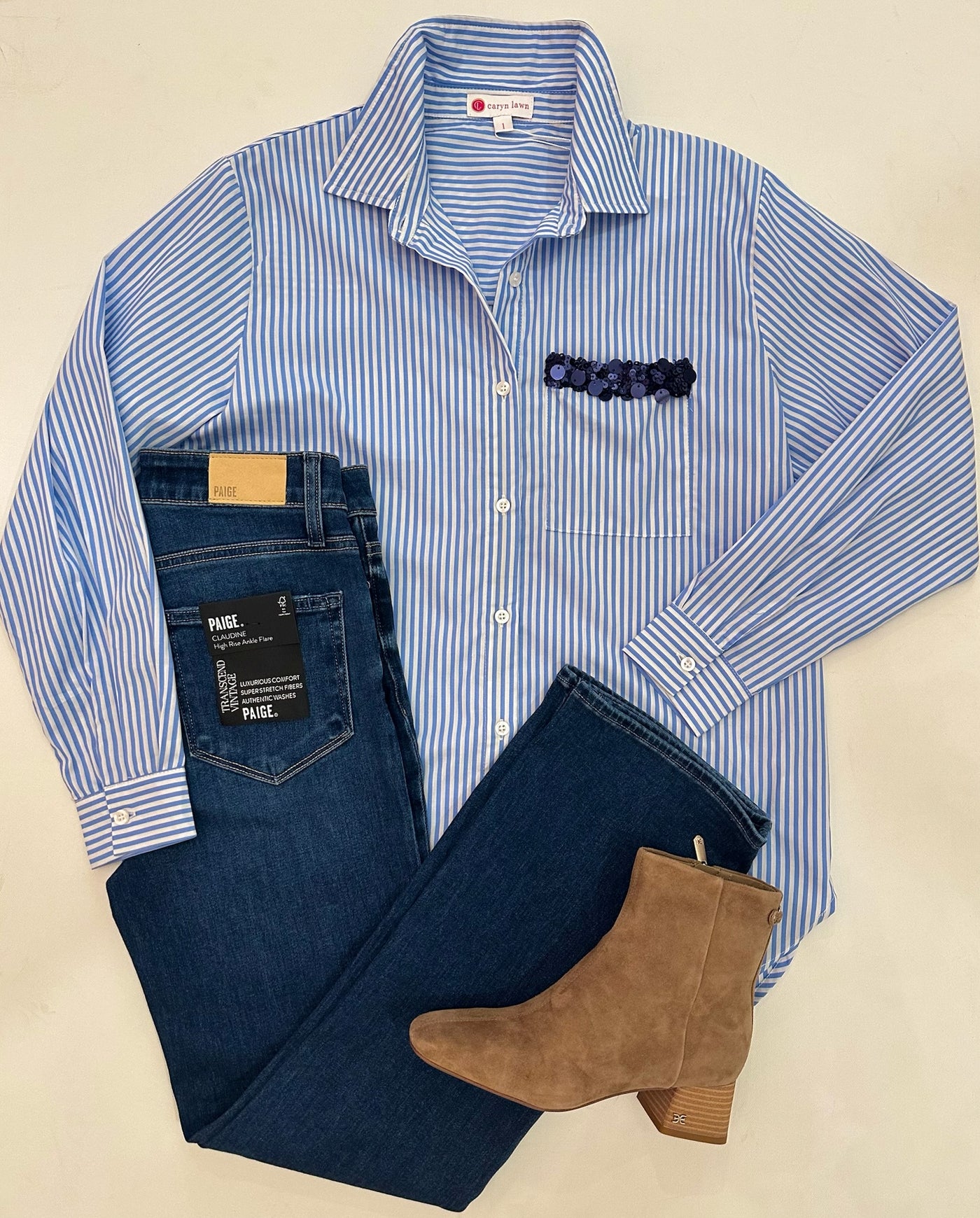 Lawn Sparkle Top in Blue Stripe