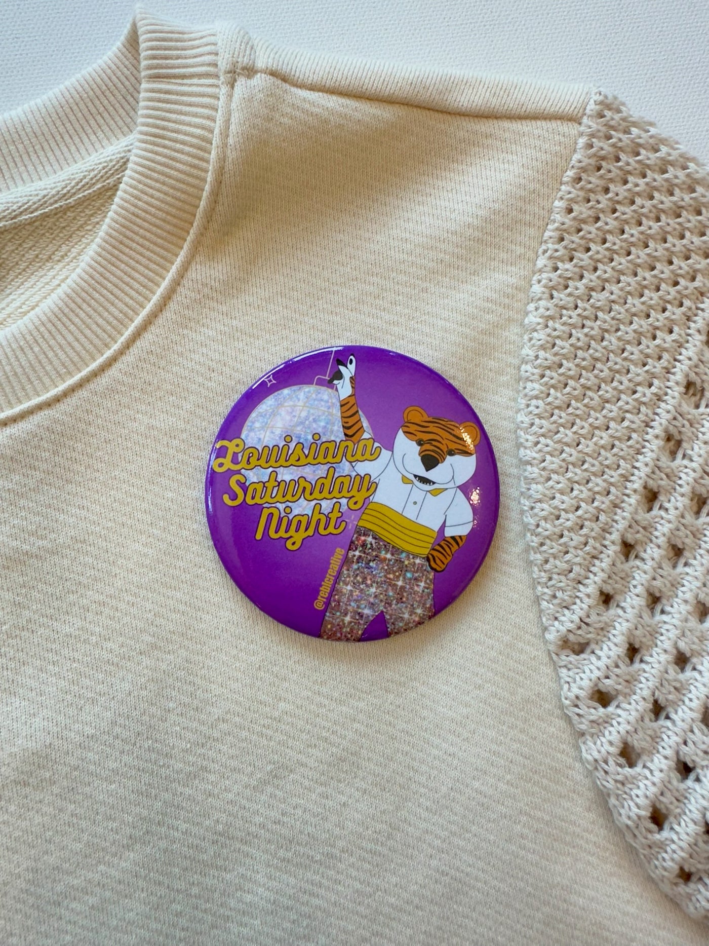"Louisiana Saturday Night" Game Day Button in Disco Mike