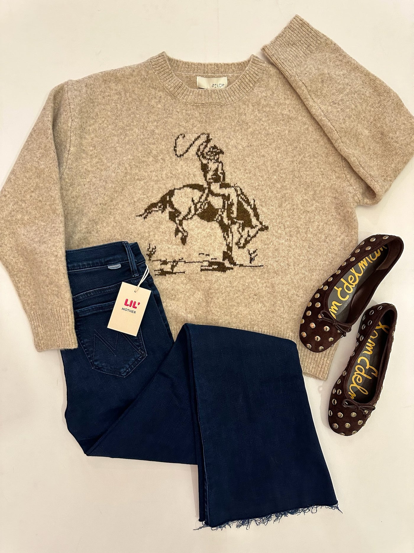 Cowboy Crew Sweater in Oatmeal