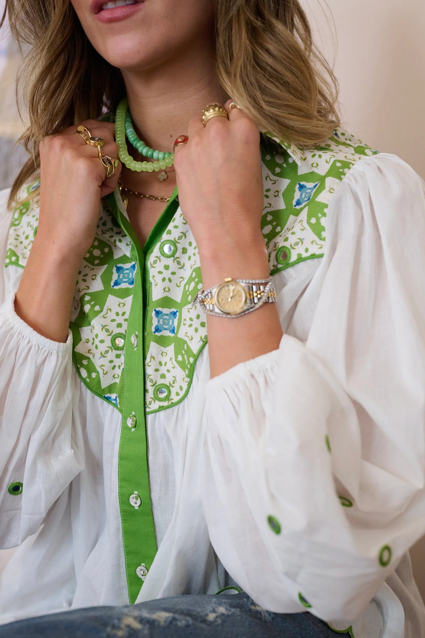 Western Blouse in Maria Green