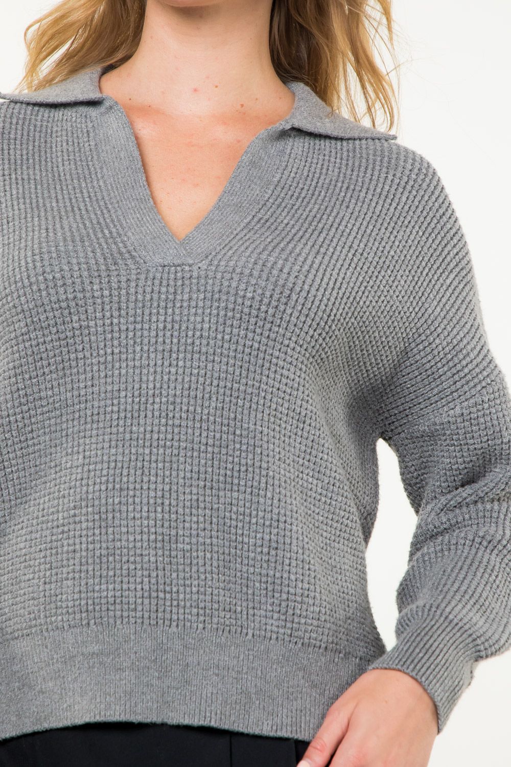 Gemma Waffle Sweater in Gray