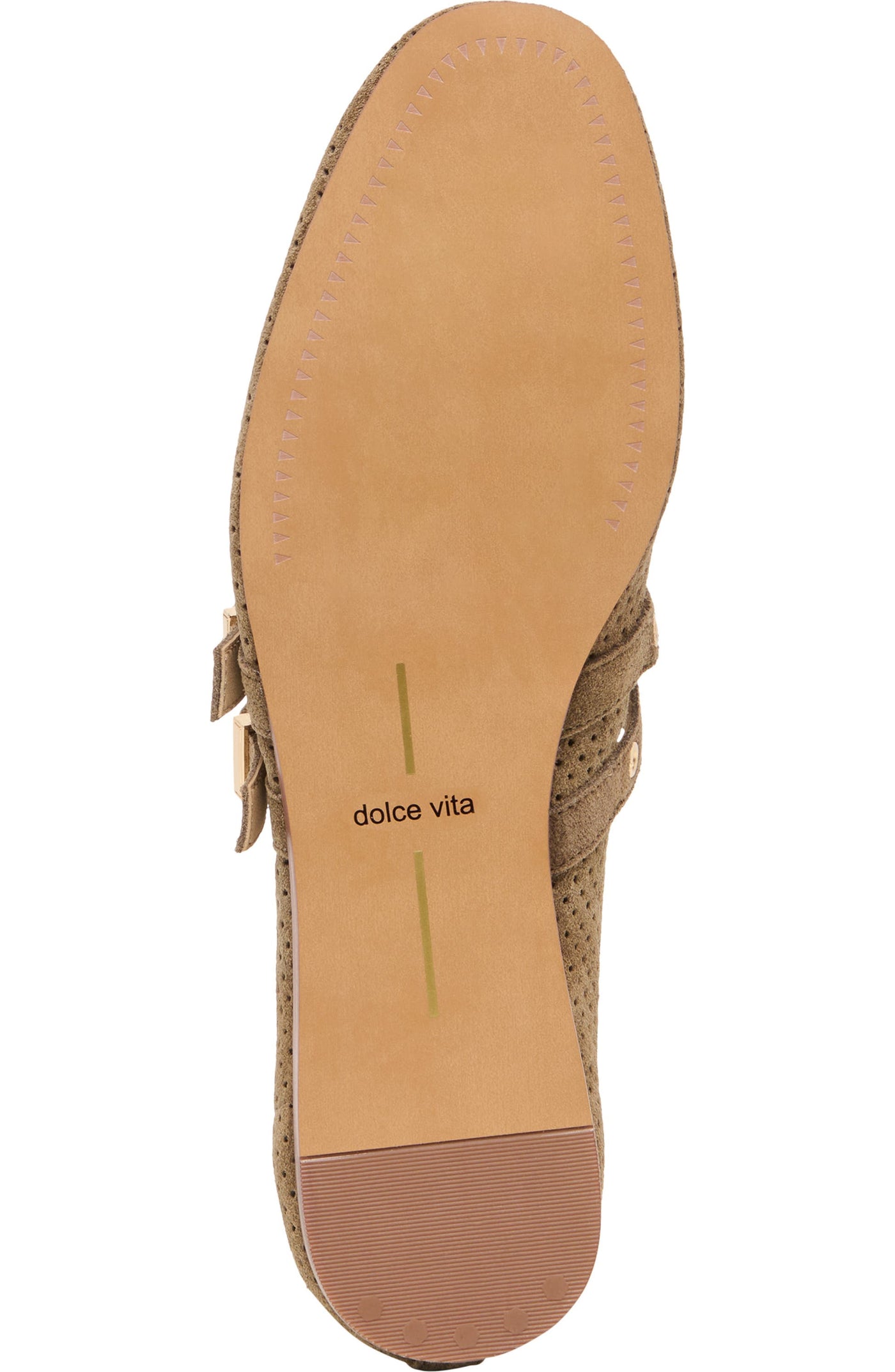 Baylee Grommet Ballet Flats in Olive Perforated Suede