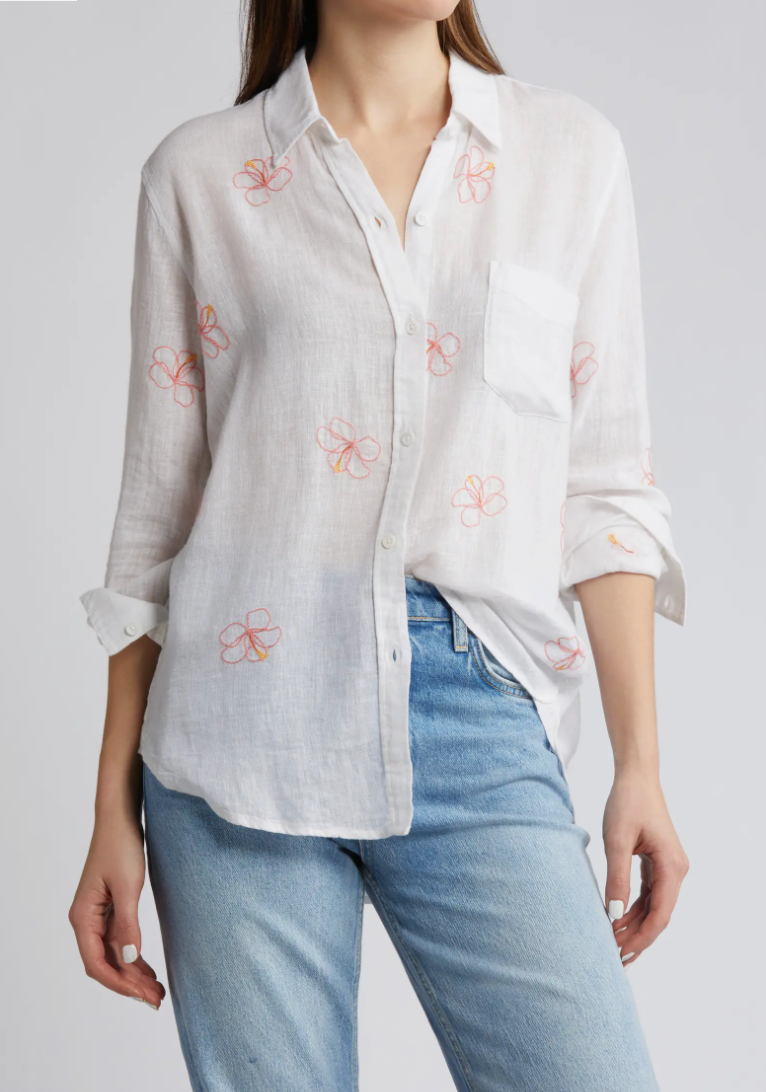 Charli Shirt in Hibiscus Embroidery