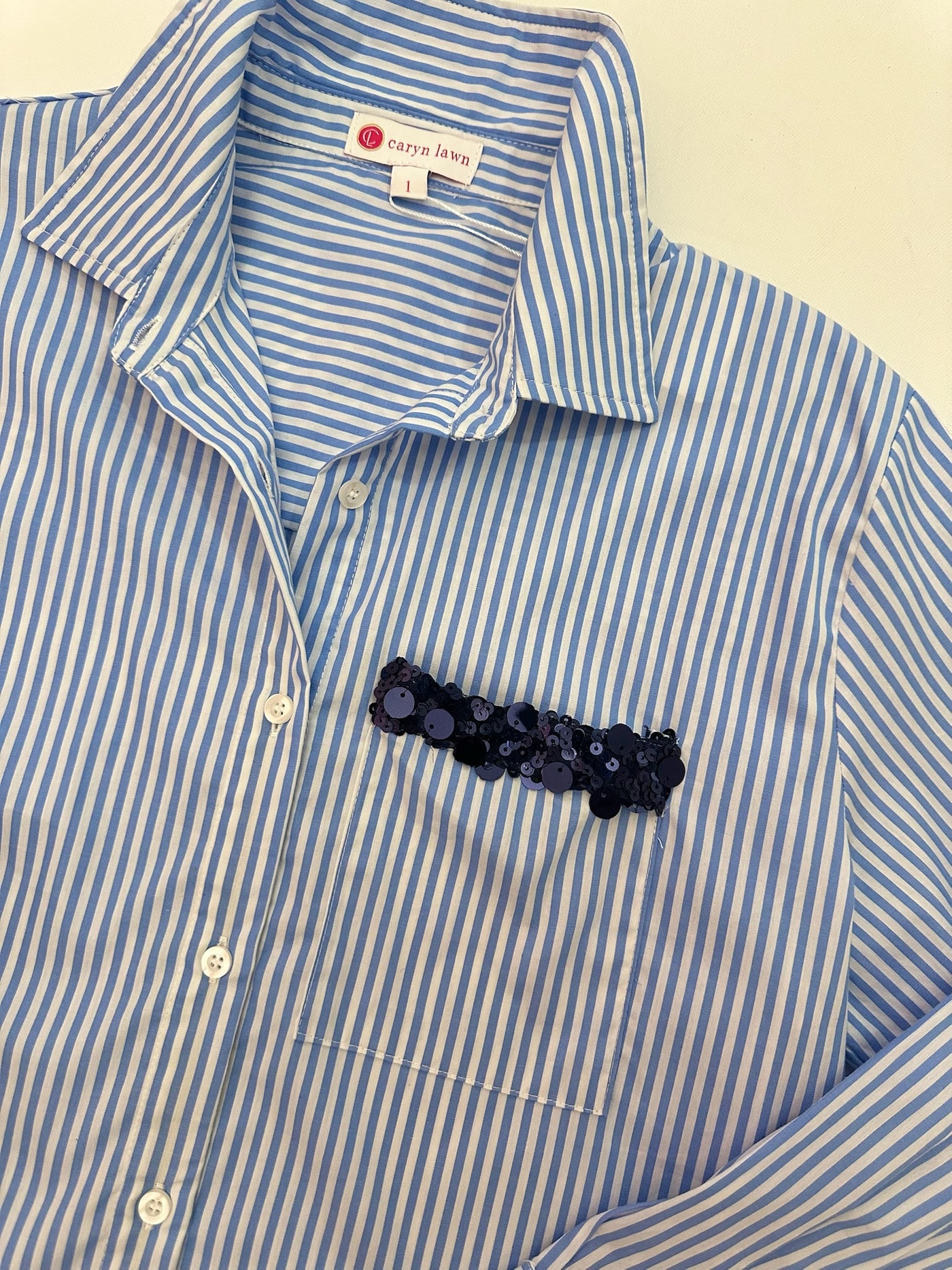 Lawn Sparkle Top in Blue Stripe