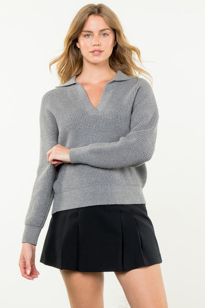 Gemma Waffle Sweater in Gray