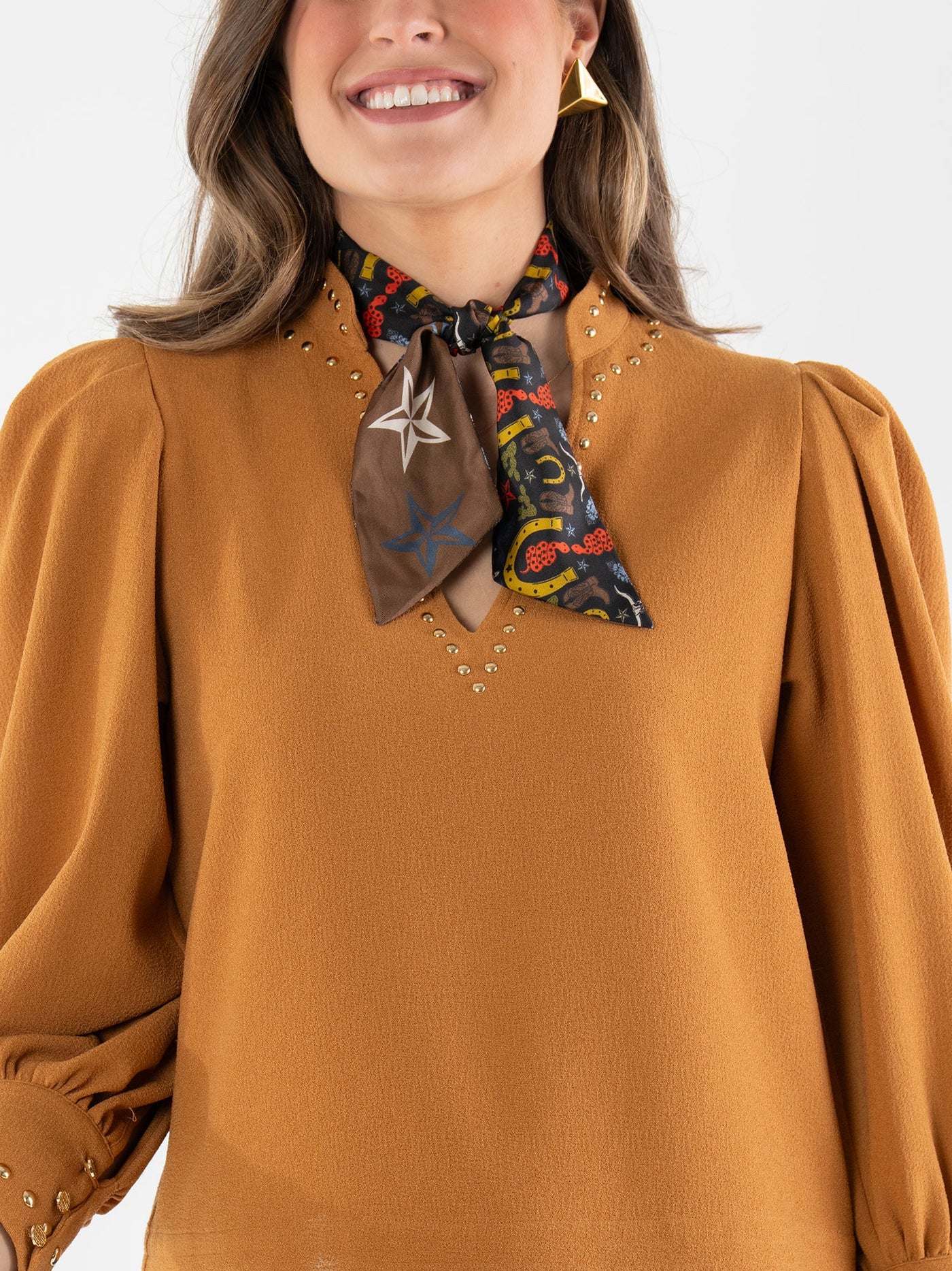 Hand-Stitched Silk Scarfette in Lone Star