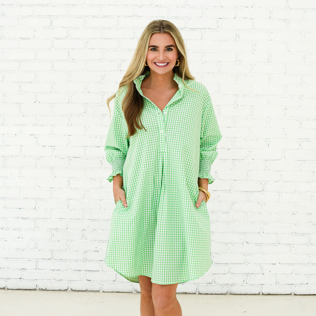 Kimberly Dress in Green Gingham