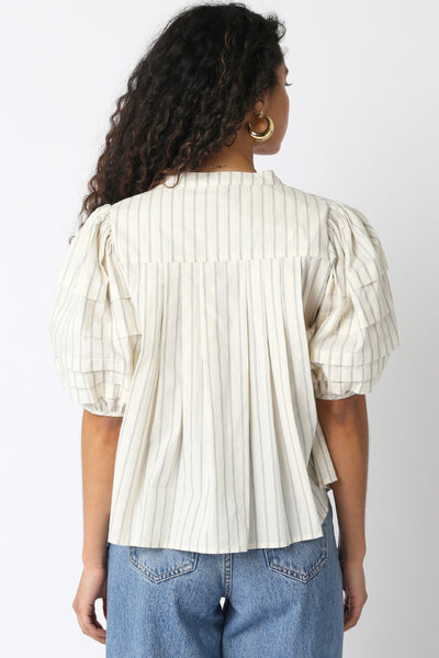 Lainey Stripe Shirt in Ivory/Black