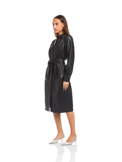 Jennifer Faux Leather Dress in Black
