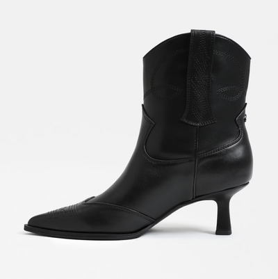 Yolanda Western Heel Bootie in Black