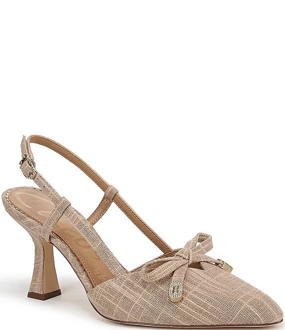 Monica Shimmer Slingback Heel in Natural Gold