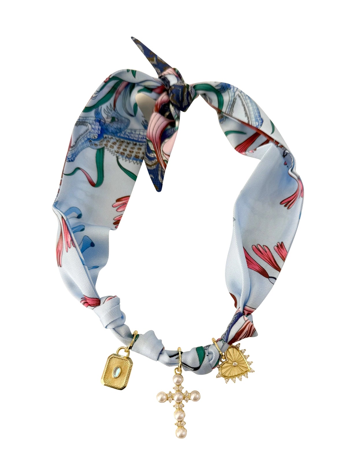 Tristan Multi Charm Scarf Necklace in Multi