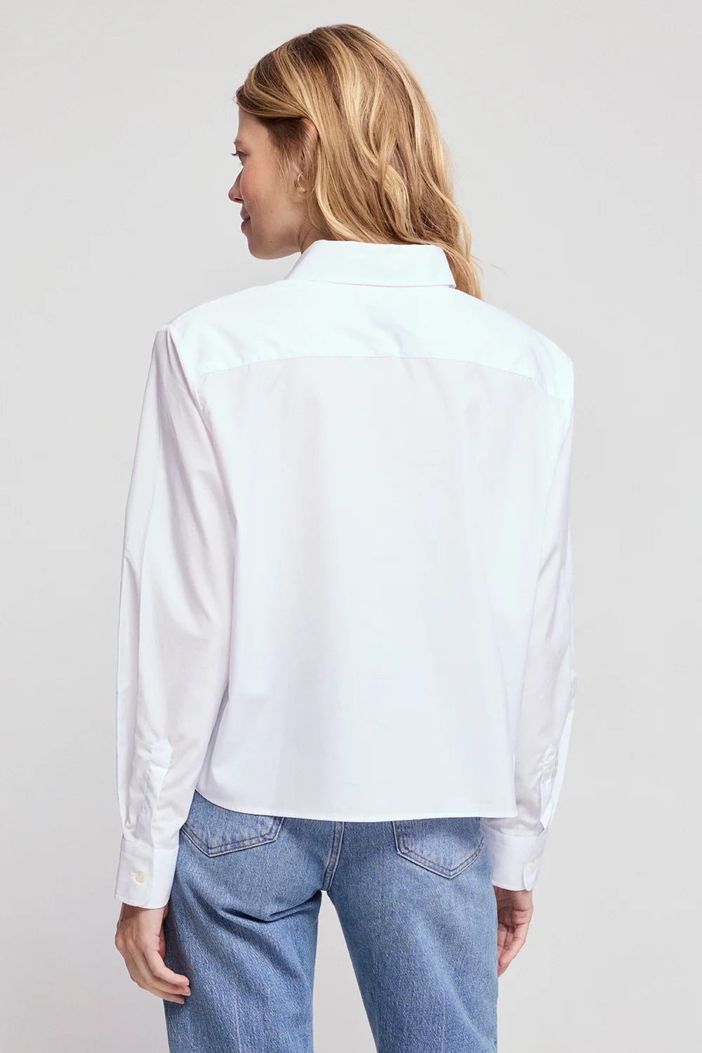The Long Sleeve Boxy Crop Shirt in White
