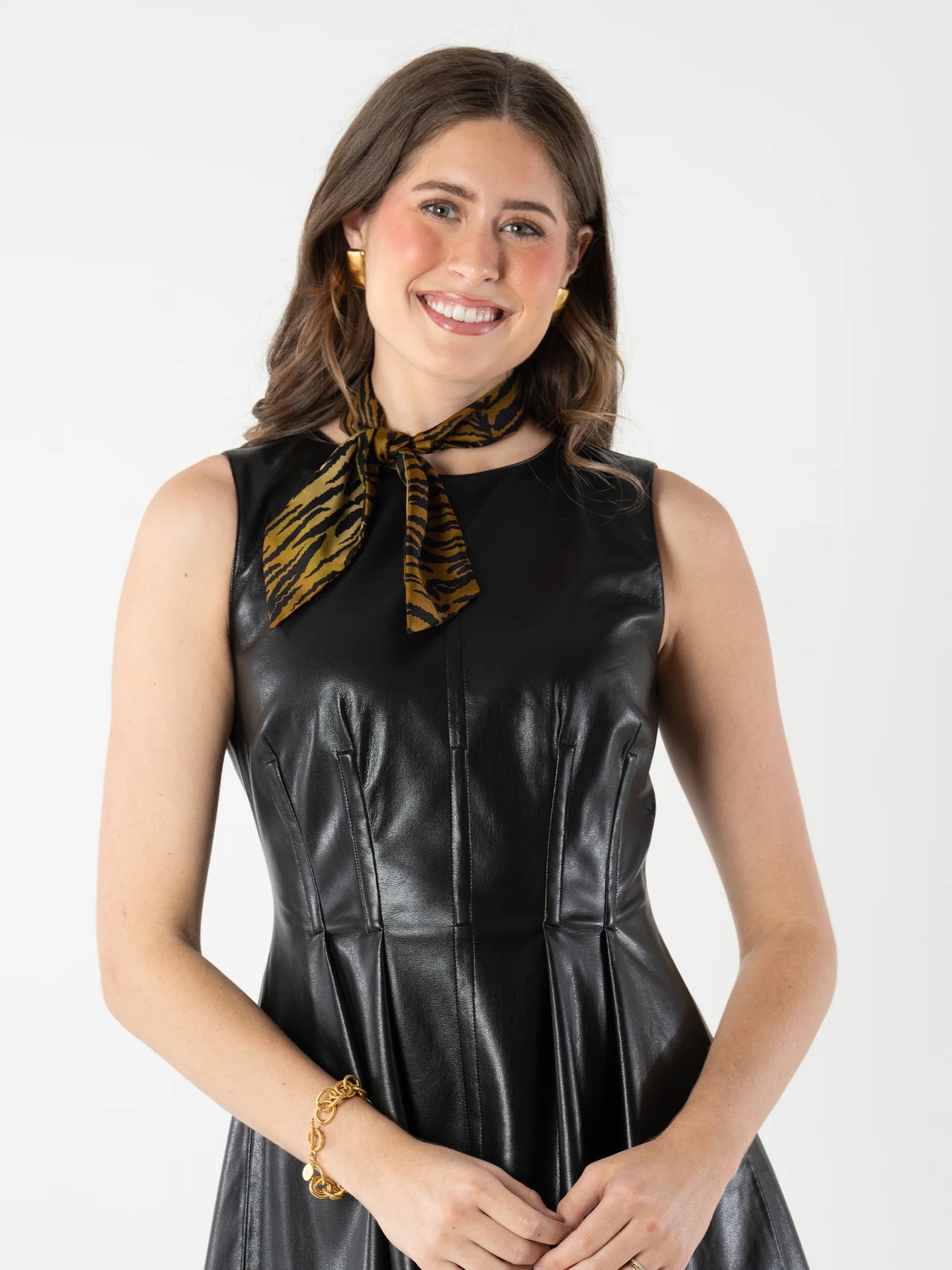 Hand-Stitched Silk Scarfette in Tiger Jacquard