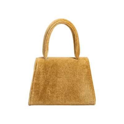 Sabrina Mini Velvet Top Handle Bag in Gold