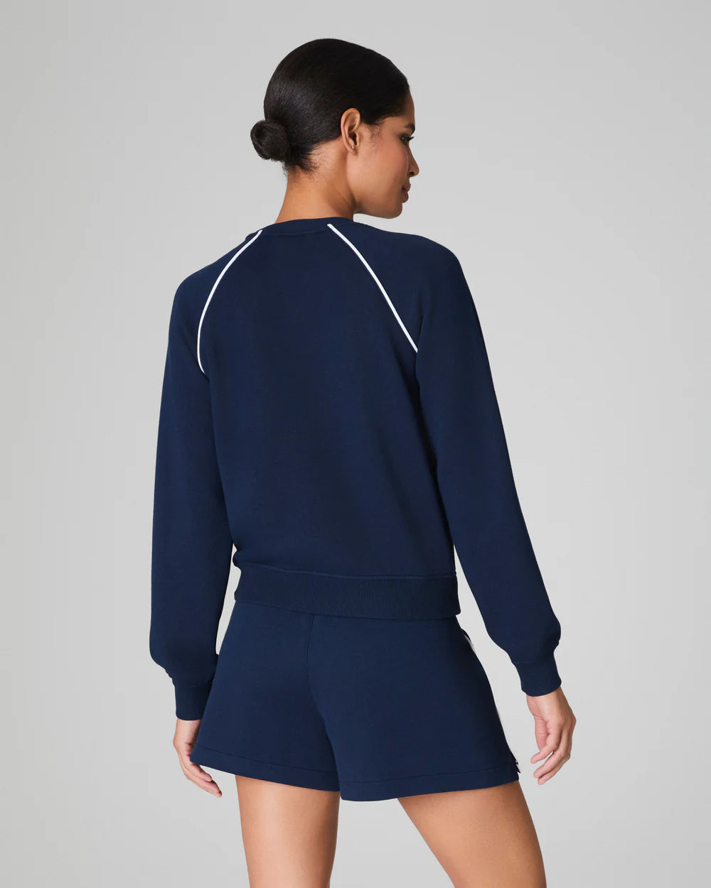 AirEssentials Pique Long Sleeve Crewneck Top in Timeless Navy