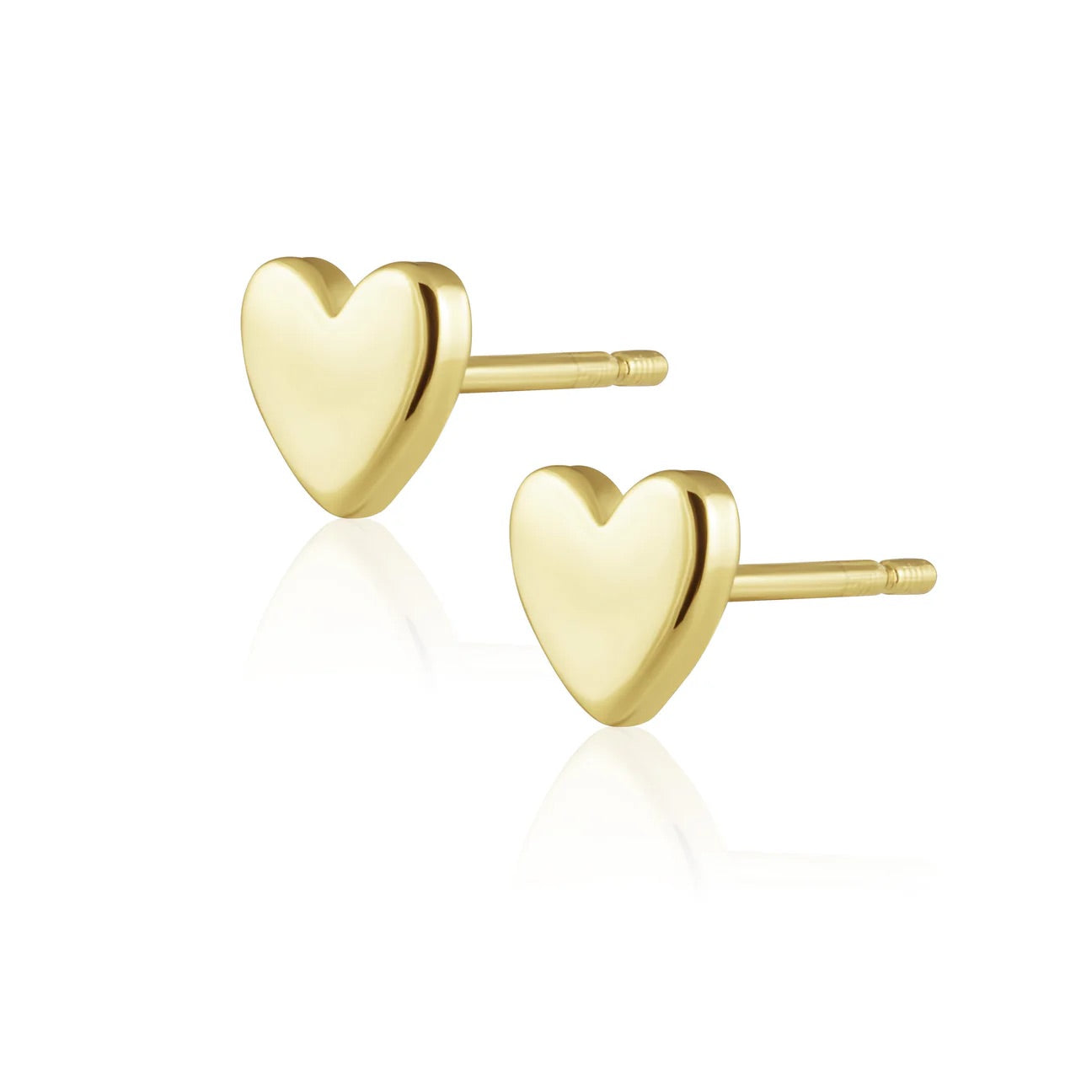 Solid Heart Studs in Gold