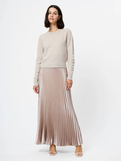 Marielle Metallic Satin Maxi Skirt in Champagne Mist