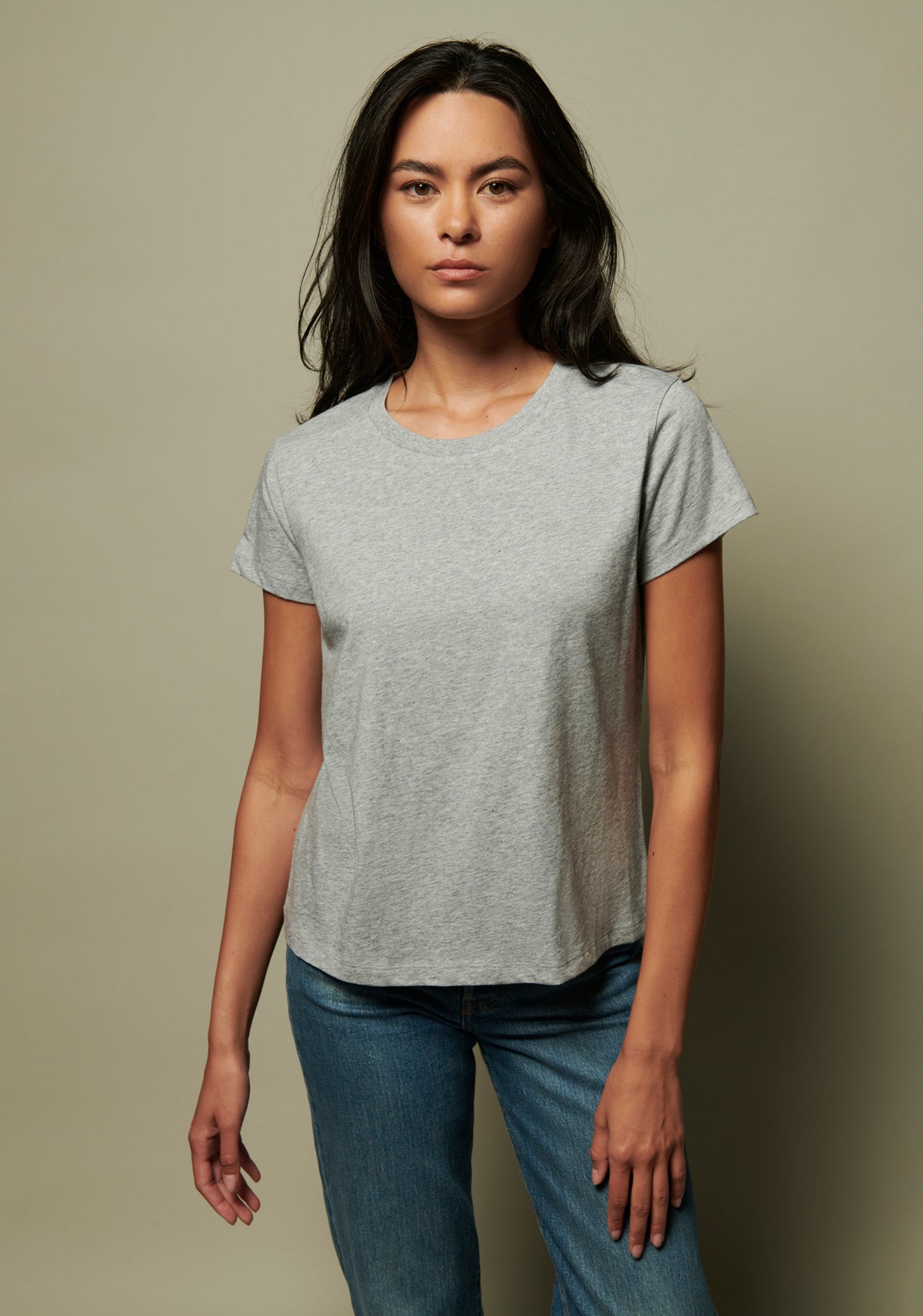 Goldie Boxy Crew in Heather Grey