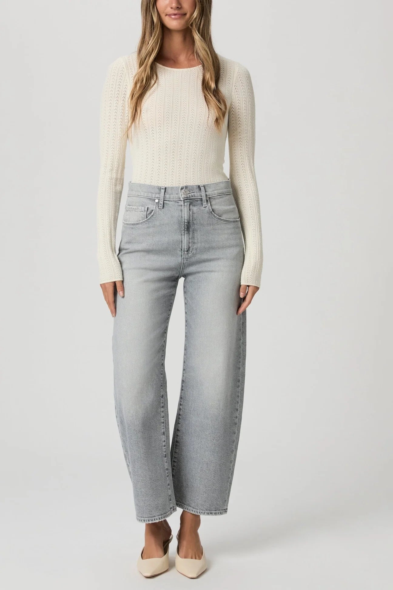 Arellia Ankle Barrel Leg Jean in Smokescreen Grey