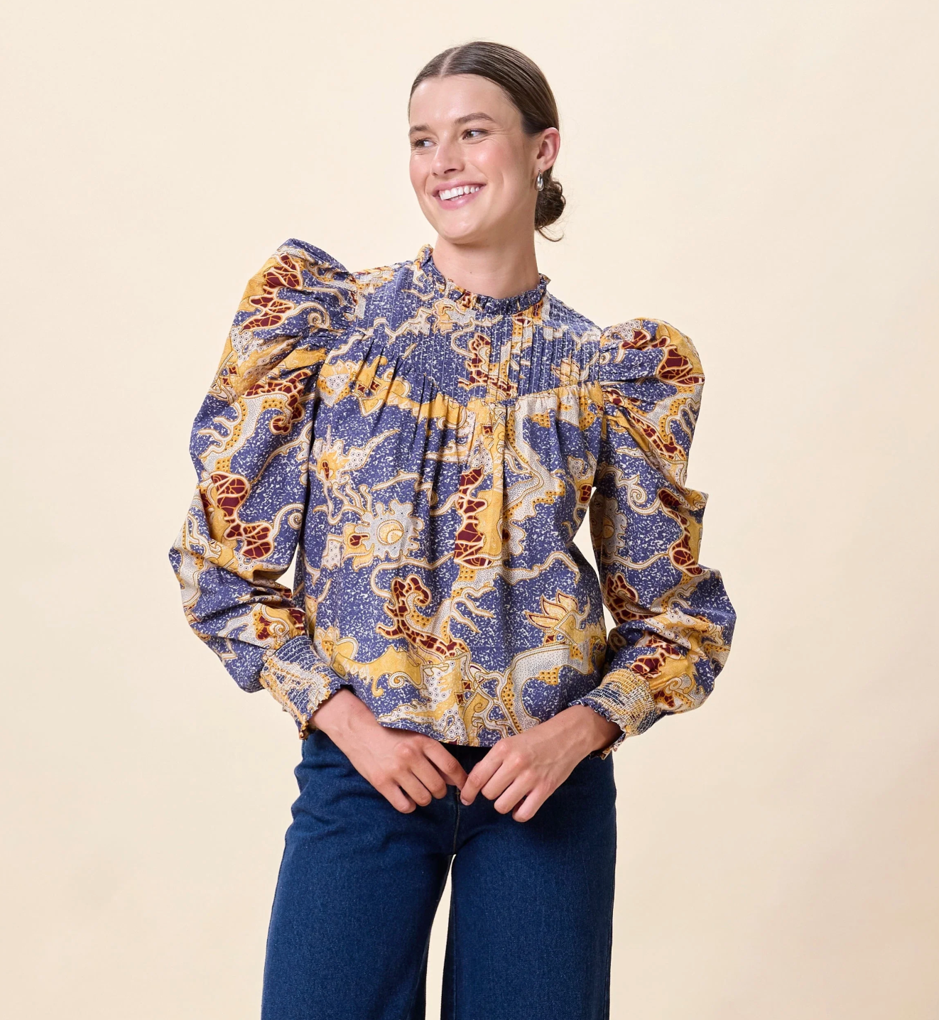 Irina Blouse in Blue Castello