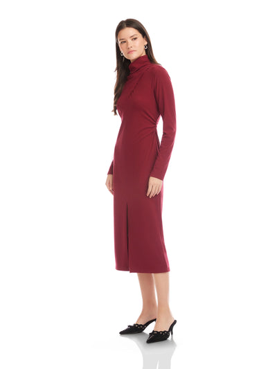 Tasha Turtleneck Midi Dress in Brick