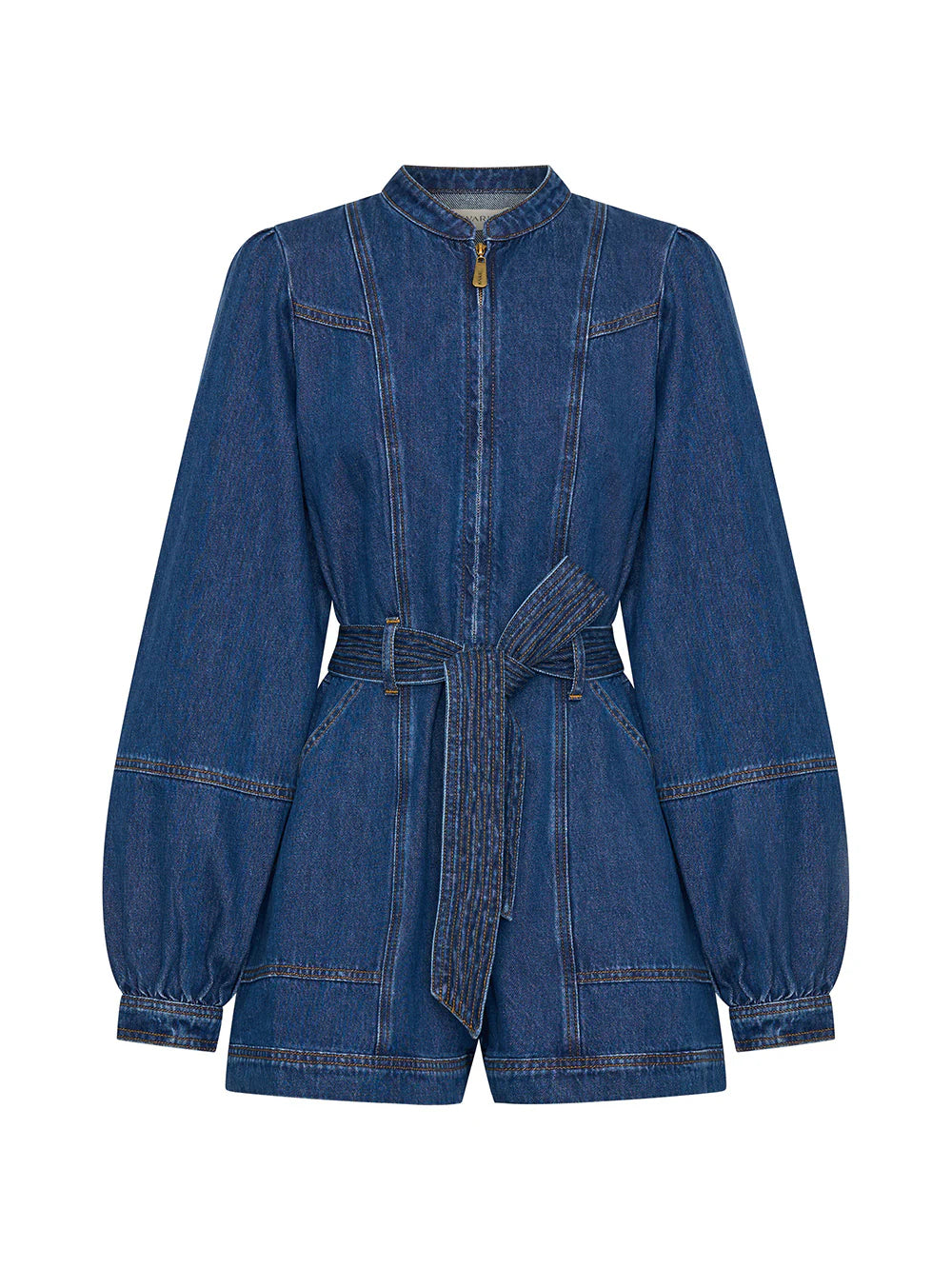 Lourdes Denim Playsuit in Indigo Blue