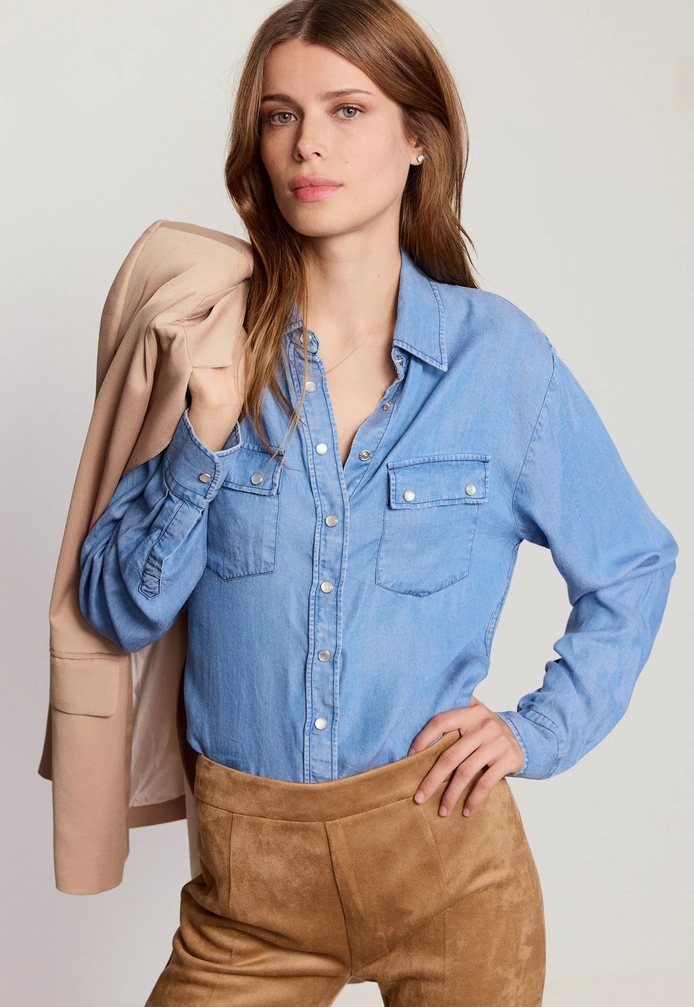 The Denim Shirt in Pearl Snaps