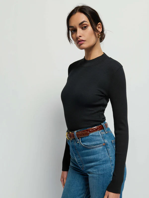 Gina Mock Neck Top in Black