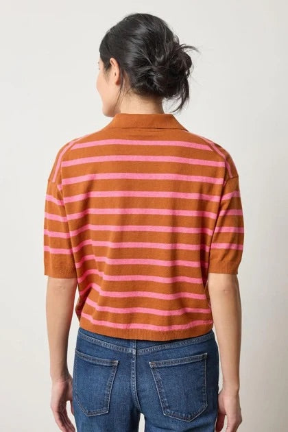 Drop Shoulder Polo Neck Sweater in Sierra/Calypso