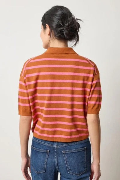 Drop Shoulder Polo Neck Sweater in Sierra/Calypso