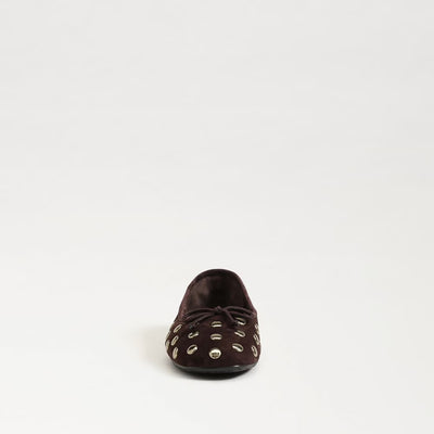 Alie Studded Ballet Flat in Cafe Noir Suede