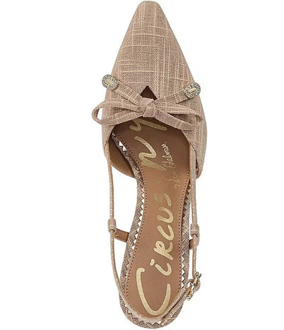 Monica Shimmer Slingback Heel in Natural Gold