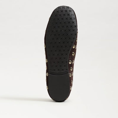 Alie Studded Ballet Flat in Cafe Noir Suede