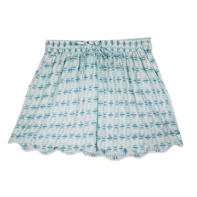 Scalloped Pajama Short Set in Cameron Blue