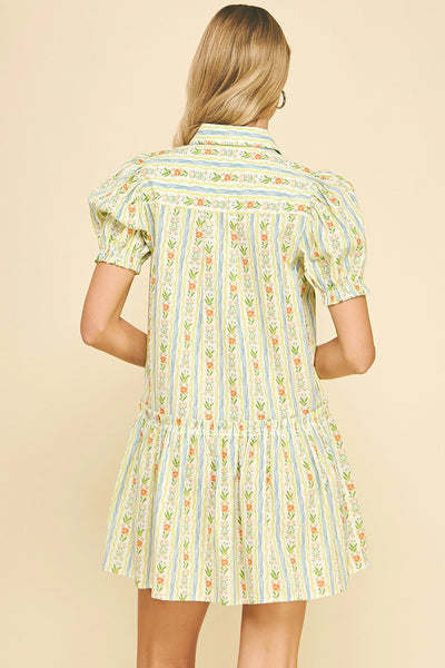 Lucia Button Down Mini Dress in Multi Floral