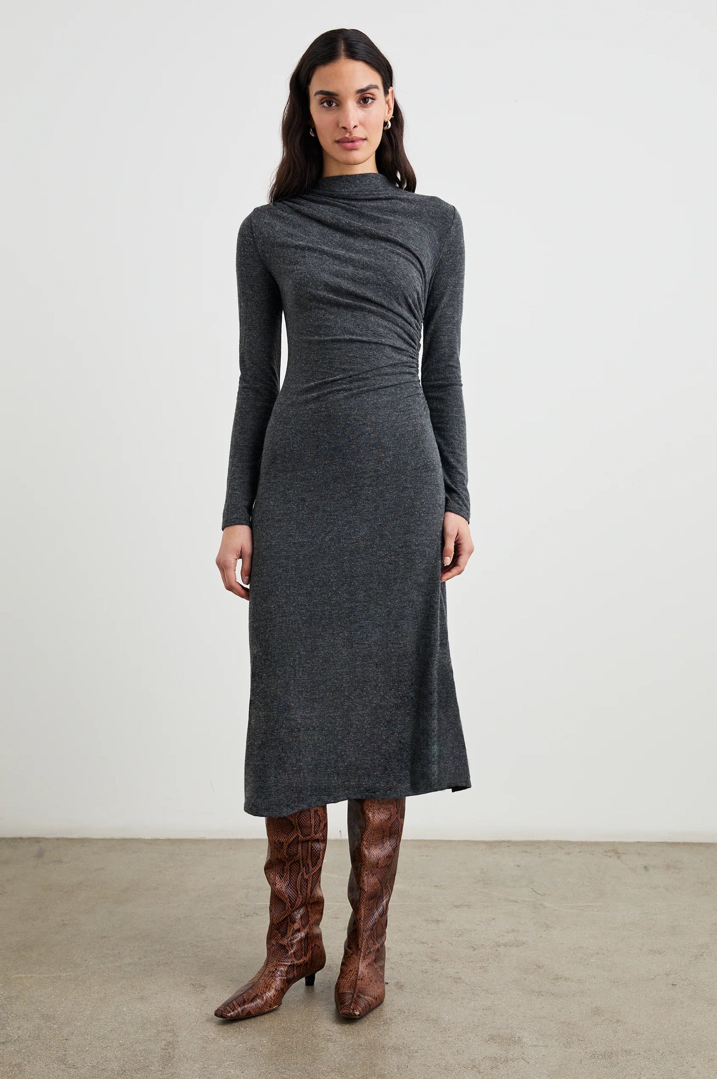 Margaret Midi Dress In Charcoal