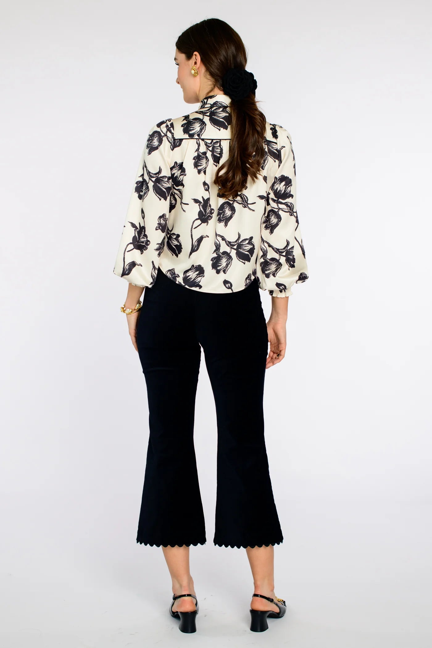 Brit Bow Blouse in Snow Tulip