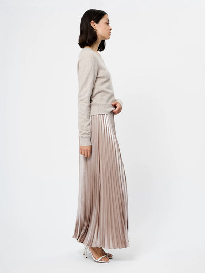 Marielle Metallic Satin Maxi Skirt in Champagne Mist