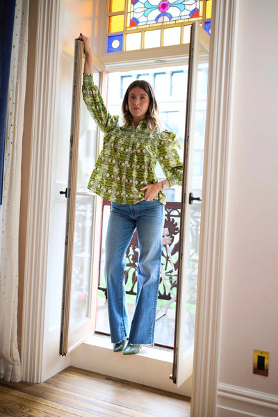 Penelope Smocked Blouse in Camo