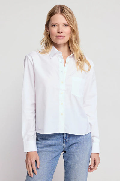 The Long Sleeve Boxy Crop Shirt in White