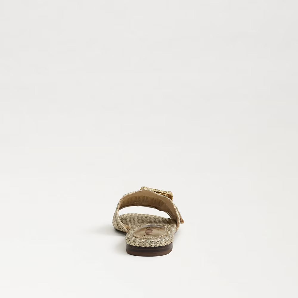 Bambi Slide Sandal in Amber Gold Raffia
