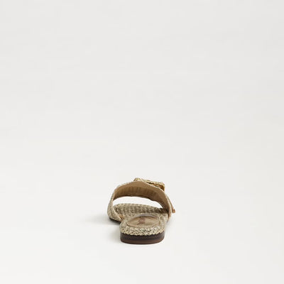 Bambi Slide Sandal in Amber Gold Raffia