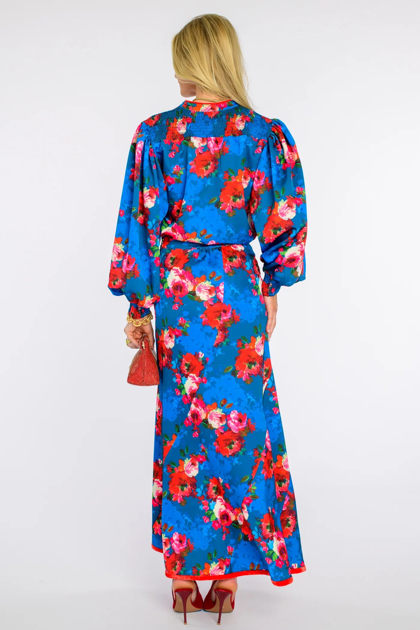 Emily Top in Holiday Chintz Teal