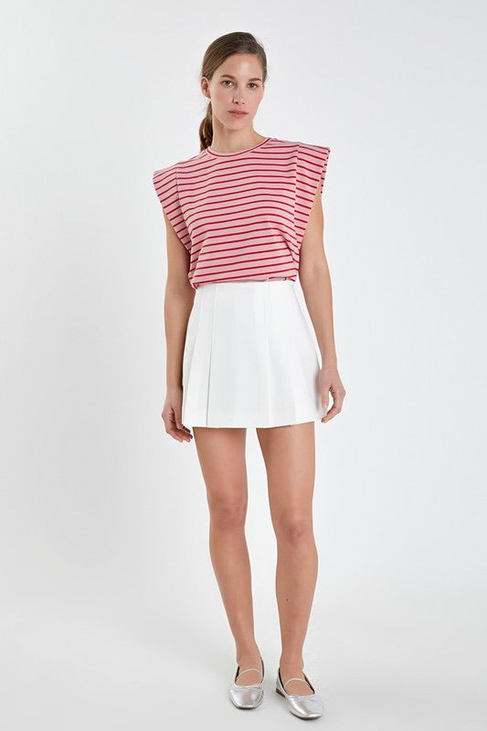 Stripe Sleeveless Tee in Pink/Red