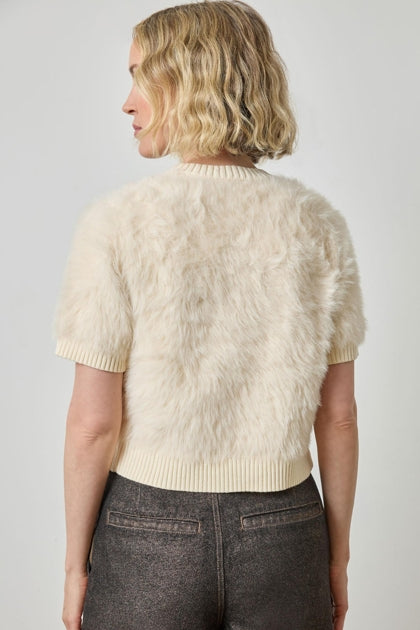 Short Sleeve Brushed Crewneck in Ivory