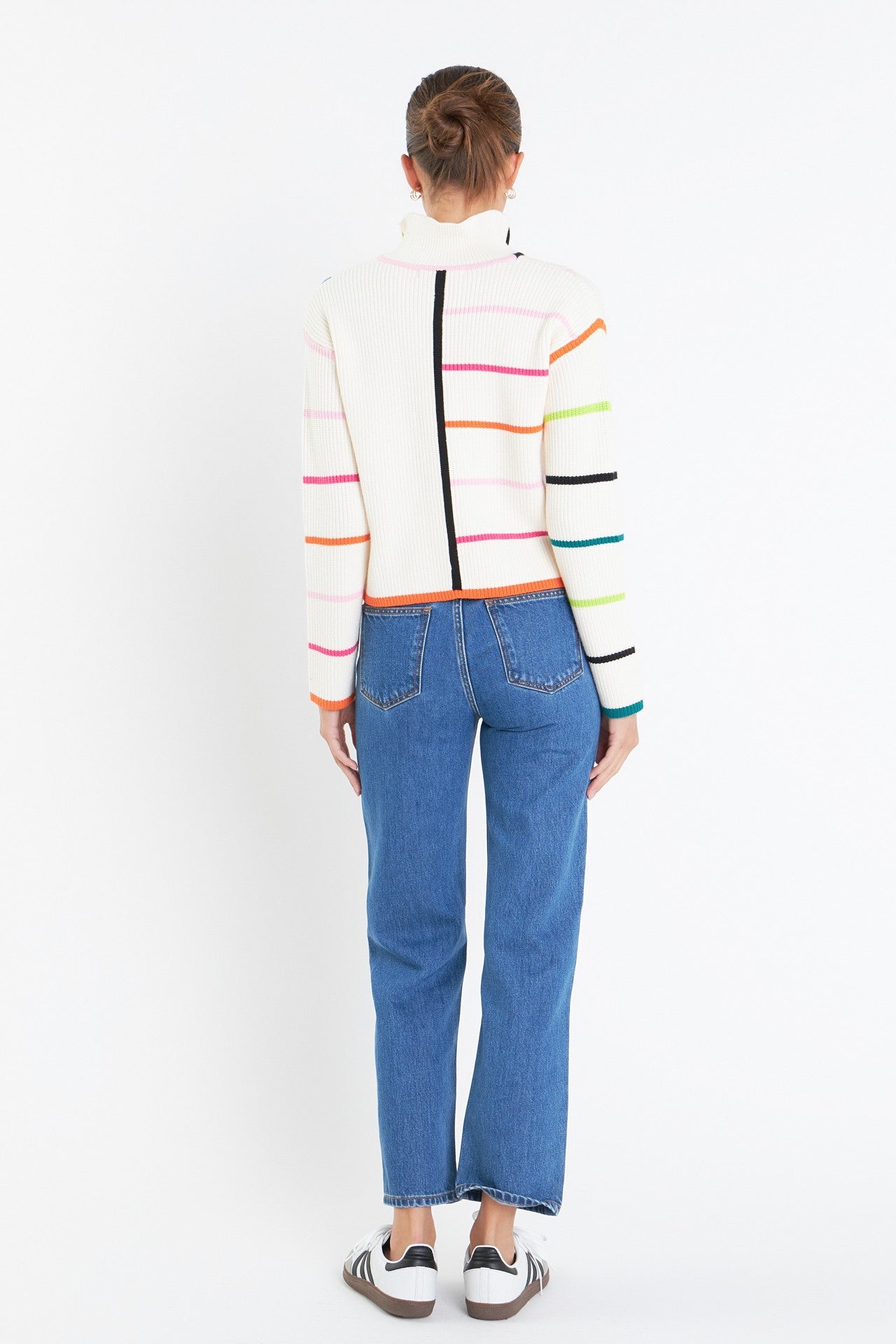 Stripe Quarter Zip Sweater in Multi