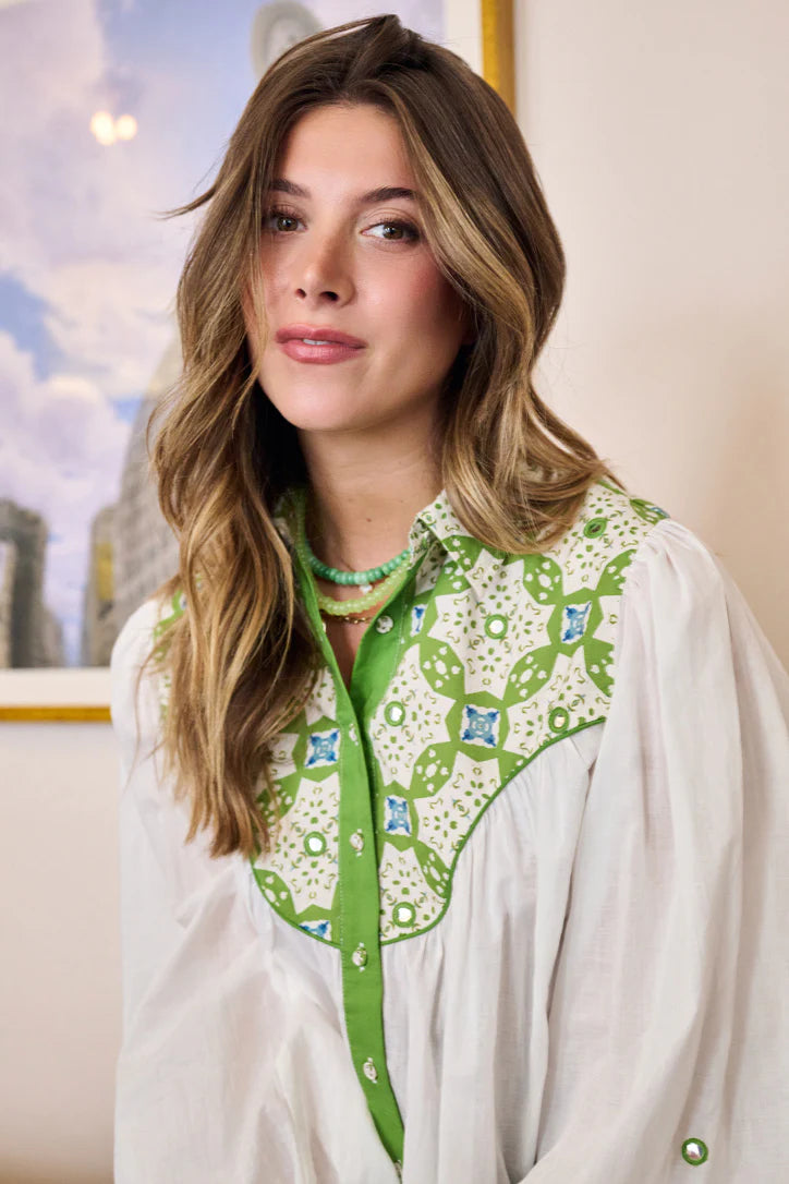 Western Blouse in Maria Green