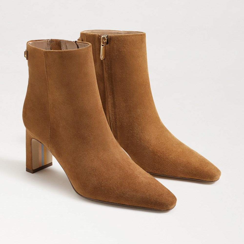 Saige Ankle Bootie in Brown Suede