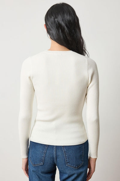 Fitted Crewneck Sweater in Cream